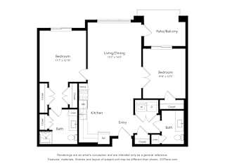 2 bed 2 bath A Floor Plan at Suncrest Vista at Canyon Trails 55+ Apartments, Goodyear, AZ, 85338
