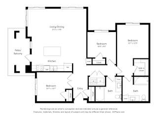 3 bed 2 bath Floor Plan at Suncrest Vista at Canyon Trails 55+ Apartments, Goodyear, 85338