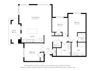 3 bed 2 bath A Floor Plan at Suncrest Vista at Canyon Trails 55+ Apartments, Goodyear, Arizona
