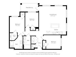 3 bed 2 bath E at The Meridian Apartments, Decatur, GA