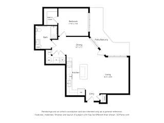 A3a Wheelchair Accessible Floor Plan Blueprint   at Willow Place 55+ Apartments, McDonough