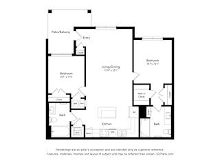 B8 - Cottage Floor Plan Blueprint at Willow Place 55+ Apartments, McDonough, Georgia