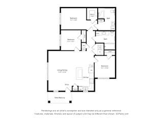 C1 - Cottage Floor Plan Blueprint at Willow Place 55+ Apartments, Georgia