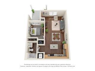 A4 - Cottage Floor Plan at Willow Place 55+ Apartments, McDonough, GA, 30253