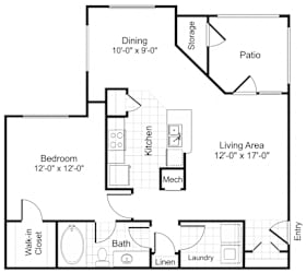 A1 Floor Plan at Falls Pointe at the Park, Durham, NC