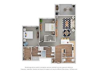 Dorsey Floor Plan at Cedars of Elk Drive 55+ Apartments, Texas, 76028