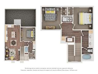 3 Bed 2 Bath Floor Plan at Stonegate Townhomes, Maricopa, Arizona