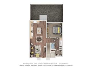 1 Bed 1 Bath Floor Plan at Saddleback Village at Stonegate Townhomes, Arizona, 85138