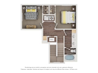 2 Bedroom 2 Bath Floor Plan at Saddleback Village at Stonegate Townhomes, Maricopa, AZ