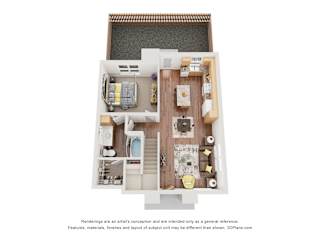 1 Bedroom 1 Bathroom Floor Plan at Saddleback Village at Stonegate Townhomes, Maricopa