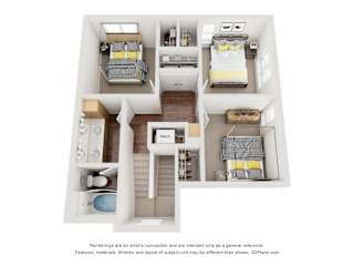 2 Bedroom 2 Bathroom Floor Plan at Saddleback Village at Stonegate Townhomes, Maricopa, 85138