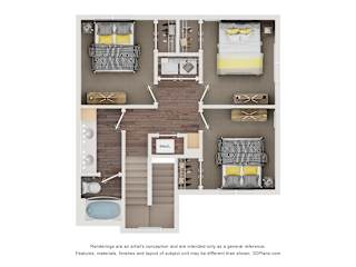 3 Bedroom 2 Bath Floor Plan at Saddleback Village at Stonegate Townhomes, Maricopa, AZ
