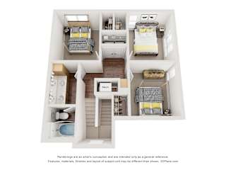 3 Bed Floor Plan at Saddleback Village at Stonegate Townhomes, Arizona, 85138