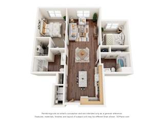 2 bed 2 bath C at Shannon Reserve 55+ Apartments, Union City, Georgia