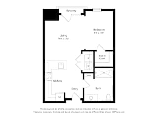 A black and white drawing of a floor plan of a room.