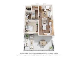 C1 TH 1 Floor Plan at Townhomes on Earley, Casa Grande, AZ, 85122