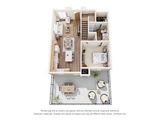 D2 TH 1 Floor Plan at Townhomes on Earley, Casa Grande, AZ