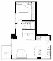 A black and white image of a floor plan for a home.