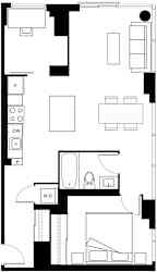 A floor plan of a house with labeled rooms such as DW, P, and W/D.