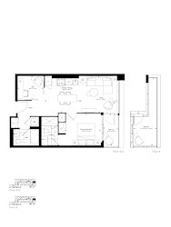 A black and white image of a floor plan for a house.