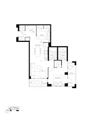 A black and white image of a floor plan for a house.