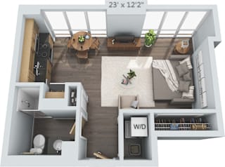 Studio 1 bath at Clayton on the Park Apartments, Clayton, Missouri