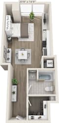 1 bedroom 1 bathroom D at Clayton on the Park Apartments, Missouri