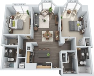 2 bed 2 bath C at Clayton on the Park Apartments, Clayton, MO