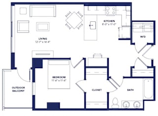 1 bed 1 bath F at Two Twelve Clayton Apartments, Clayton 63105