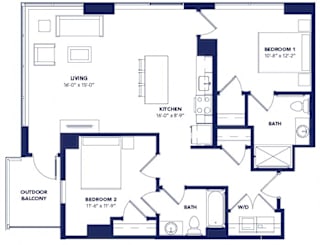 2 bed 2 bath B at Two Twelve Clayton Apartments, Clayton