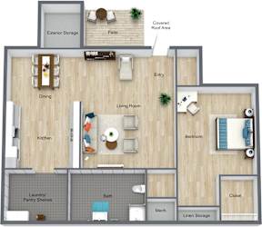 Floor Plan 1 Bedroom 1 Bathroom - Apartment