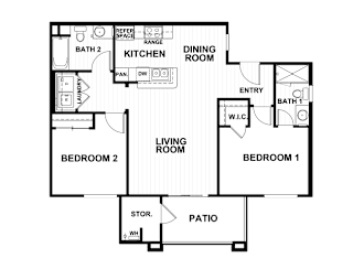 CHESTNUT Floor Plan  at Heritage Landing Apartments, Chico, CA, 95973