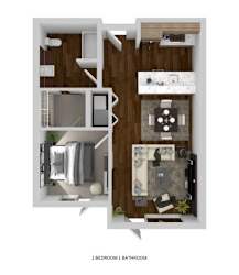 A 1 bedroom bathroom with a toilet, sink, and shower.