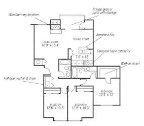 A floor plan of a home with a living room, dining room, kitchen, and three bedrooms.