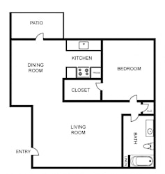 Floor Plan A2 - Deluxe 1BR