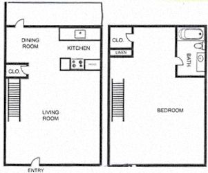 Floor Plan A3 - Deluxe 1BR Townhome