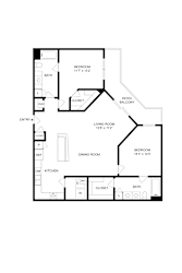 A black and white image of a floor plan for a house.