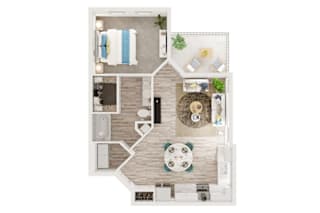 A floor plan of a room with a patio and a total area of 776 sq feet