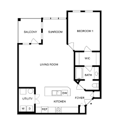 A black and white image of a floor plan for a home.