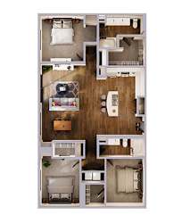 A floor plan of a two bedroom apartment.