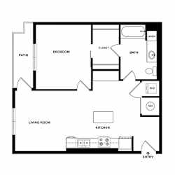 A black and white image of a house floor plan.
