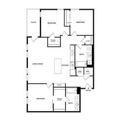 A black and white image of a house floor plan.