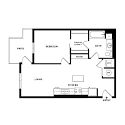 A black and white image of a house floor plan.