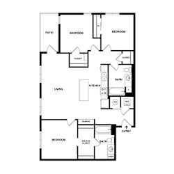A black and white image of a house floor plan.
