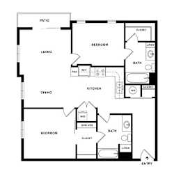 A black and white image of a house floor plan.