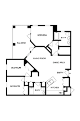 A black and white image of a house floor plan.