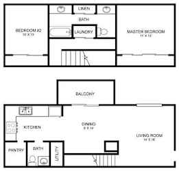 A black and white image of a house floor plan.