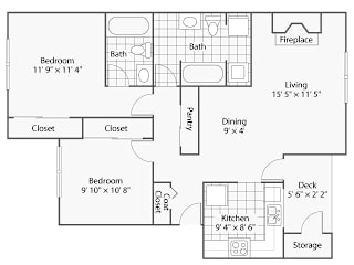 A black and white image of a floor plan for a house.
