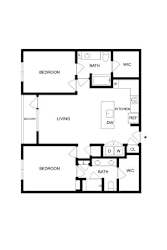 A black and white image of a floor plan for a house.