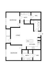 A black and white image of a floor plan for a house.